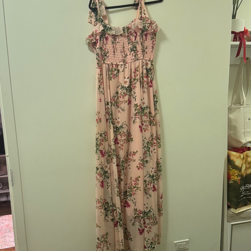 Gal Meets Glam Pink and Green Floral Dress